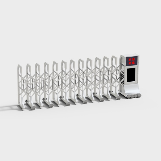 Factory Workshop Telescopic Door 3D Model in Black