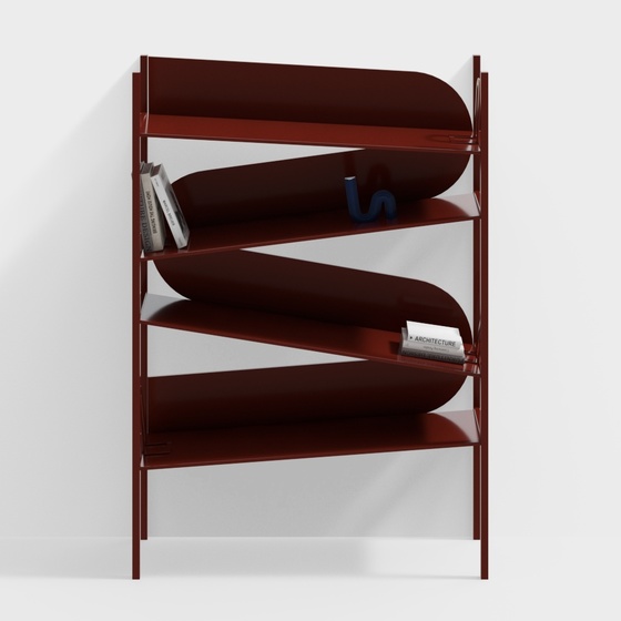 Modern den net red dopamine red bookshelf