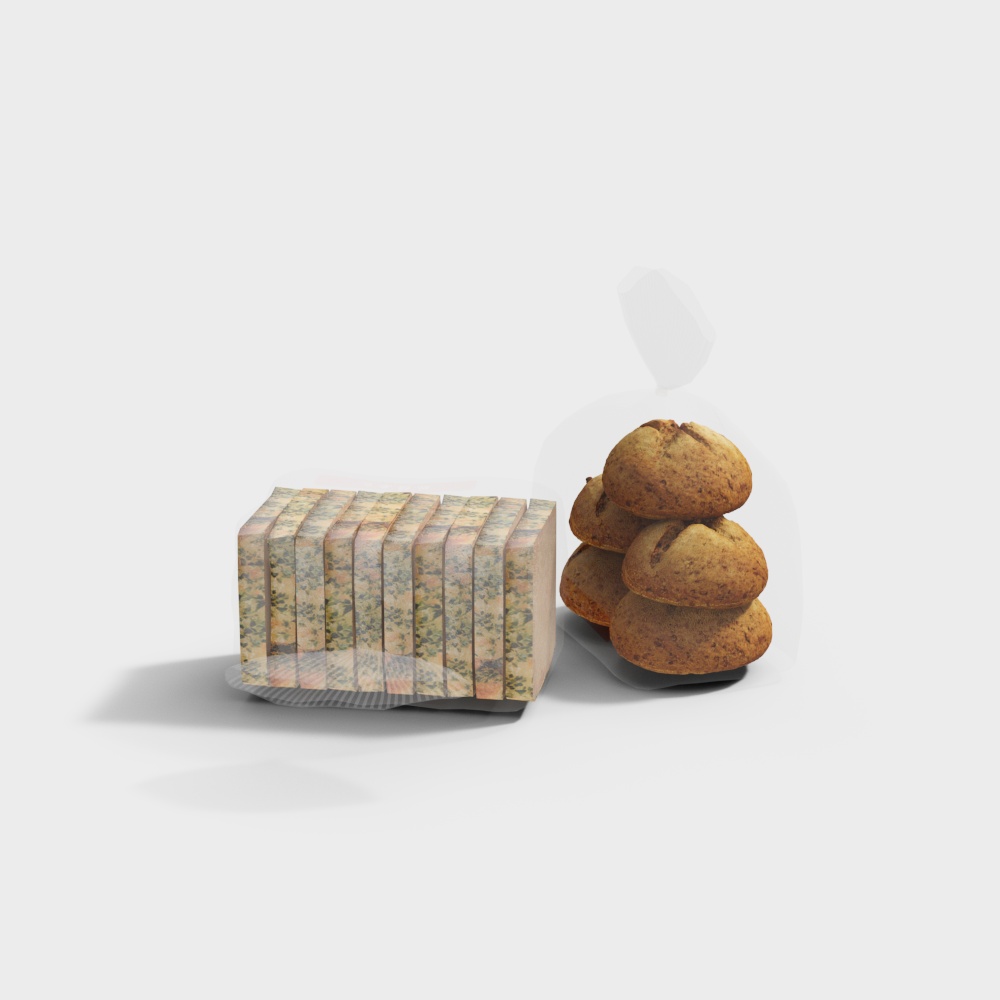 两袋面包3D模型