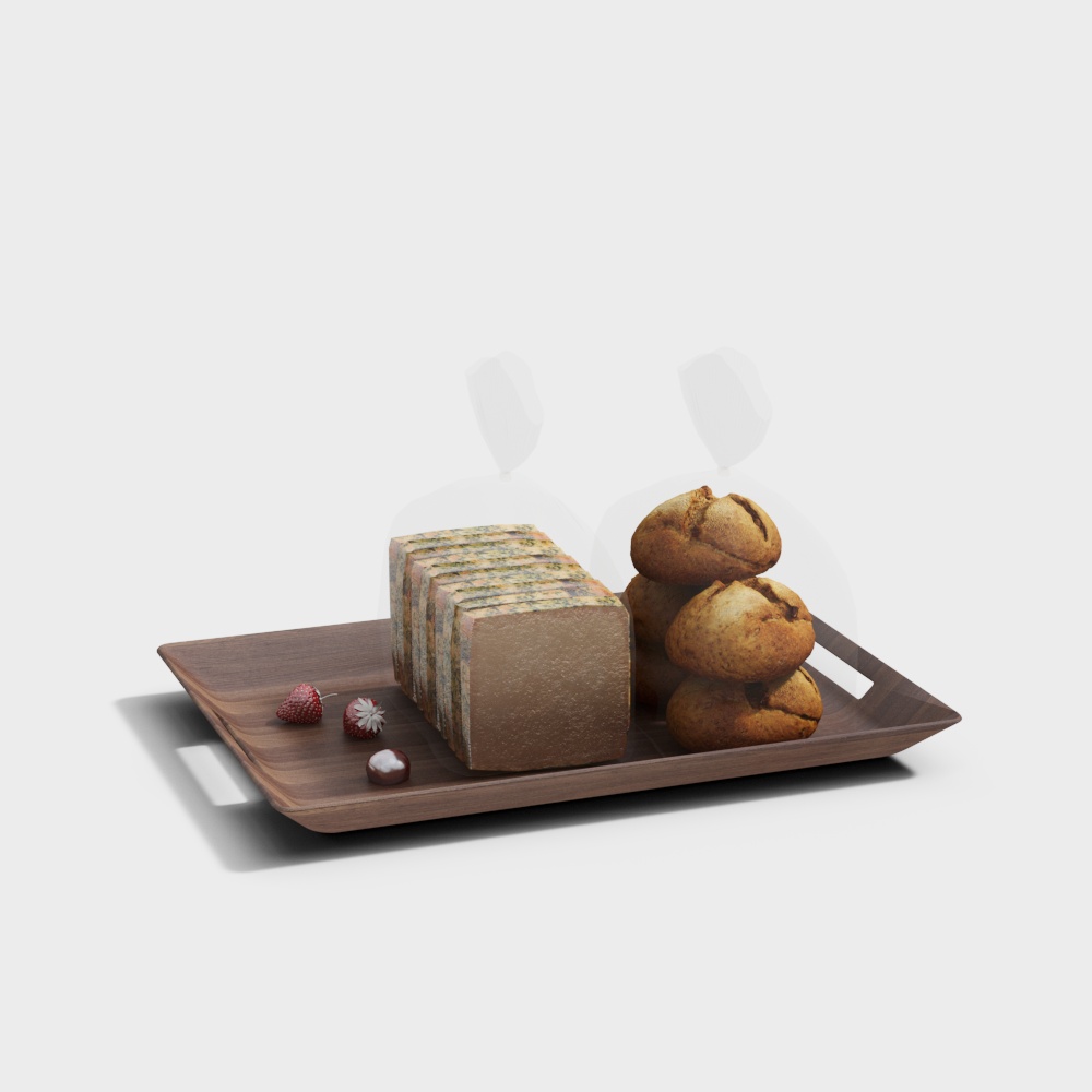 一盘面包3D模型