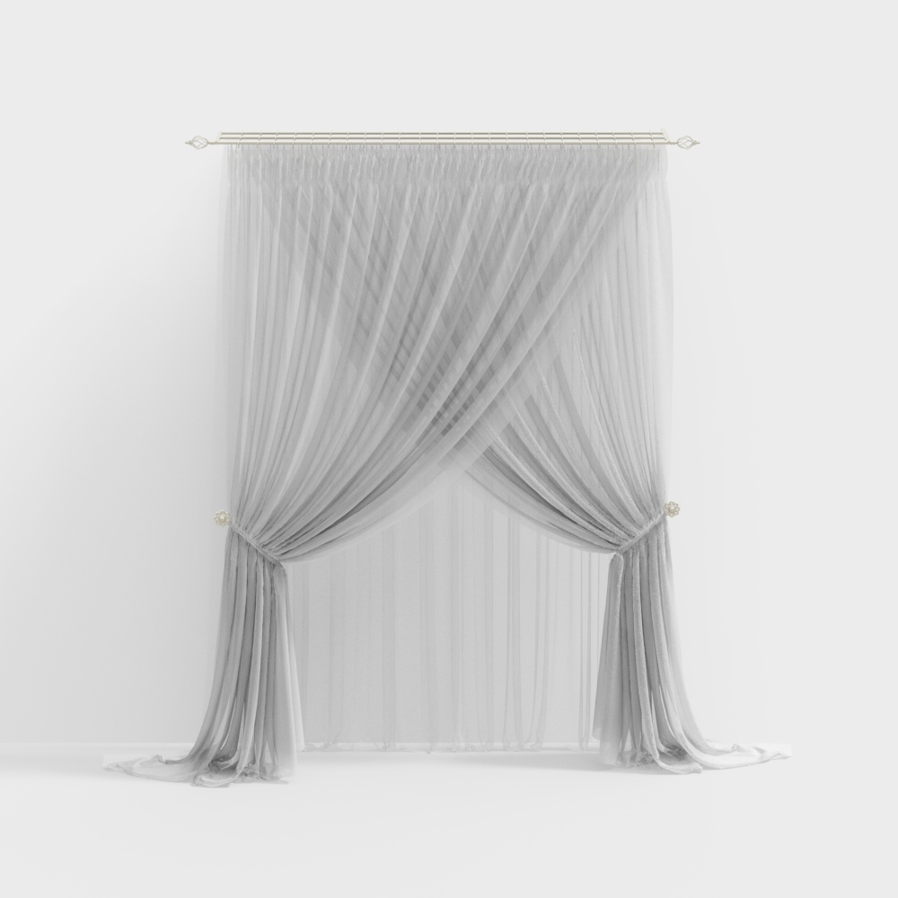 欧式别墅窗帘3D模型