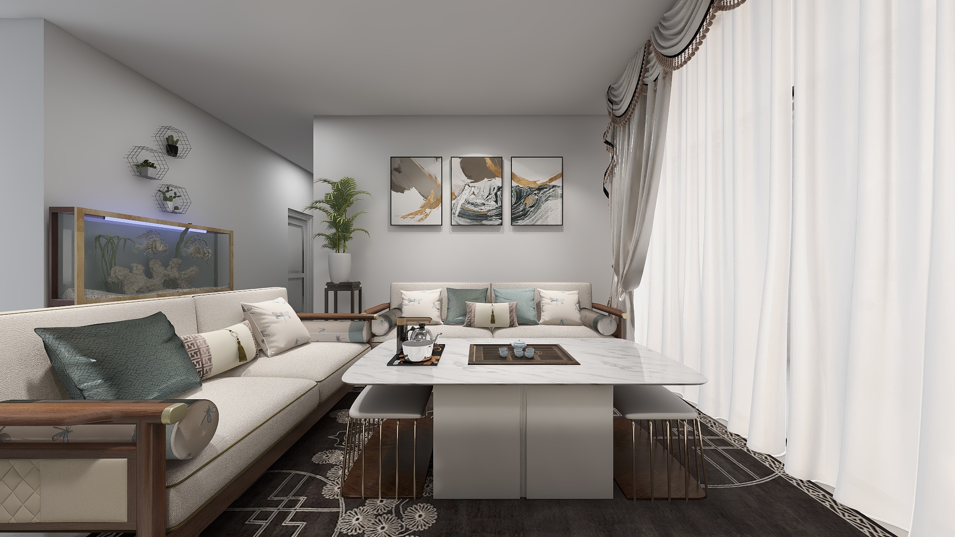 爱弥儿_-中式套房4室2厅装修效果图