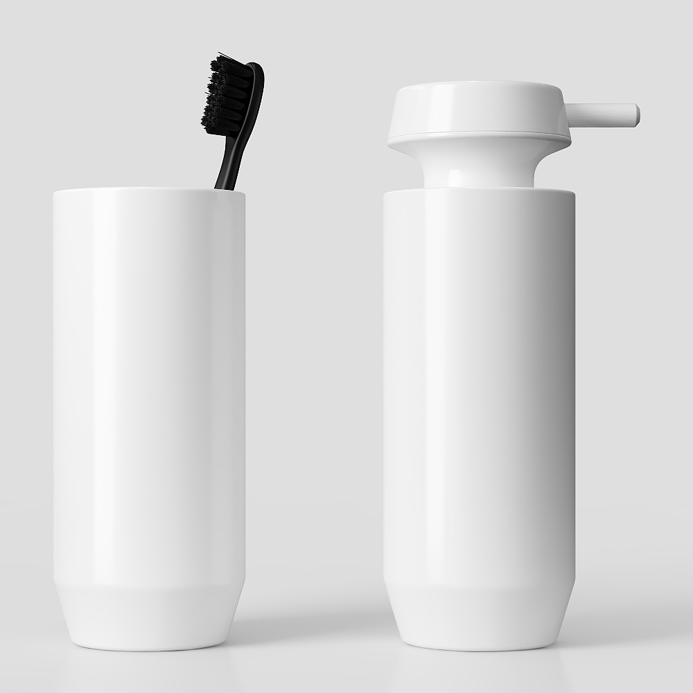 现代白色漱口杯皂液器3D模型
