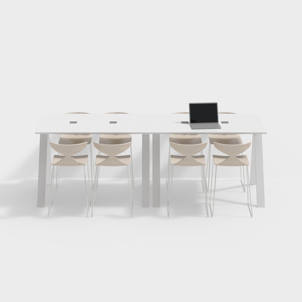 现代办公桌椅组合3D模型