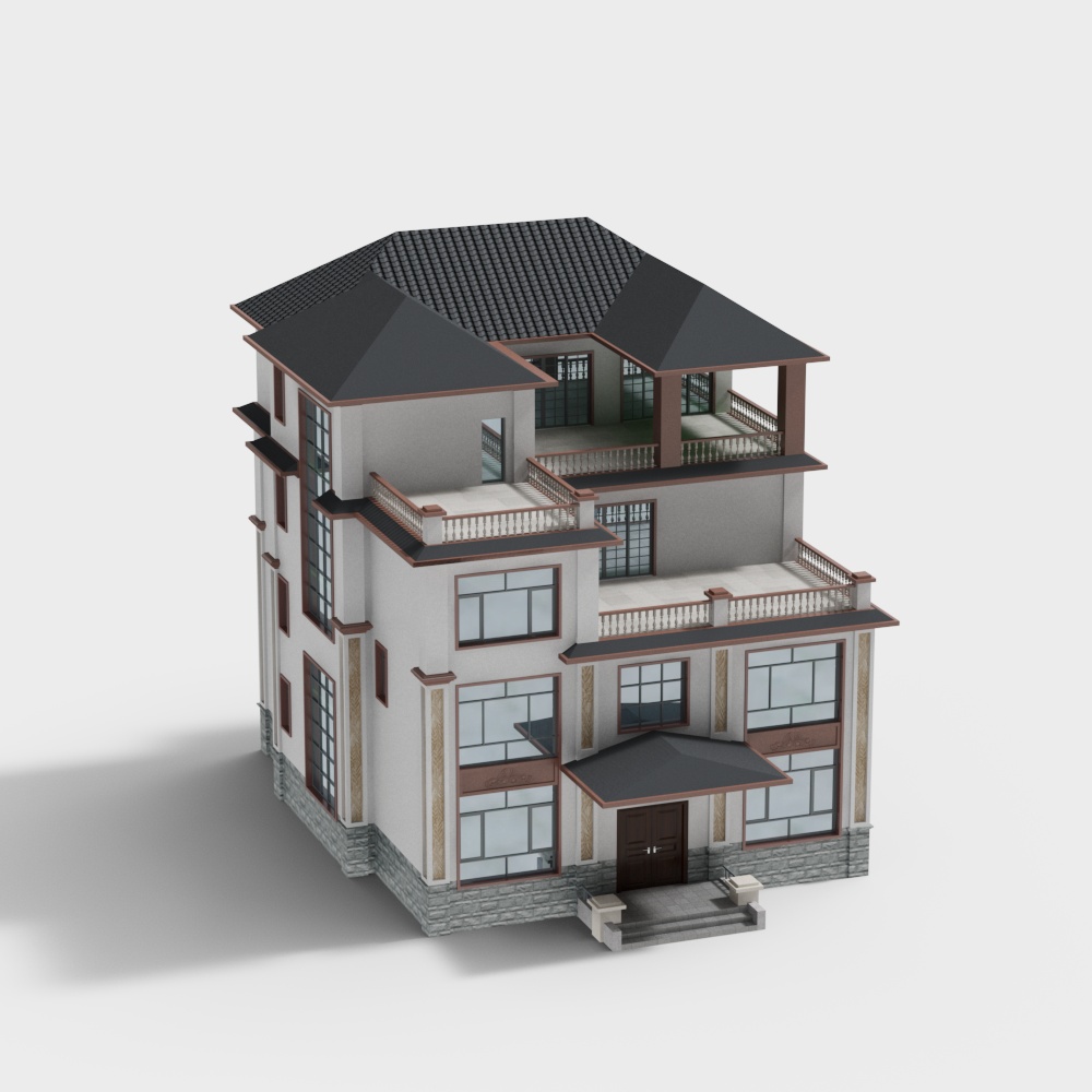 现代郊区别墅3D模型