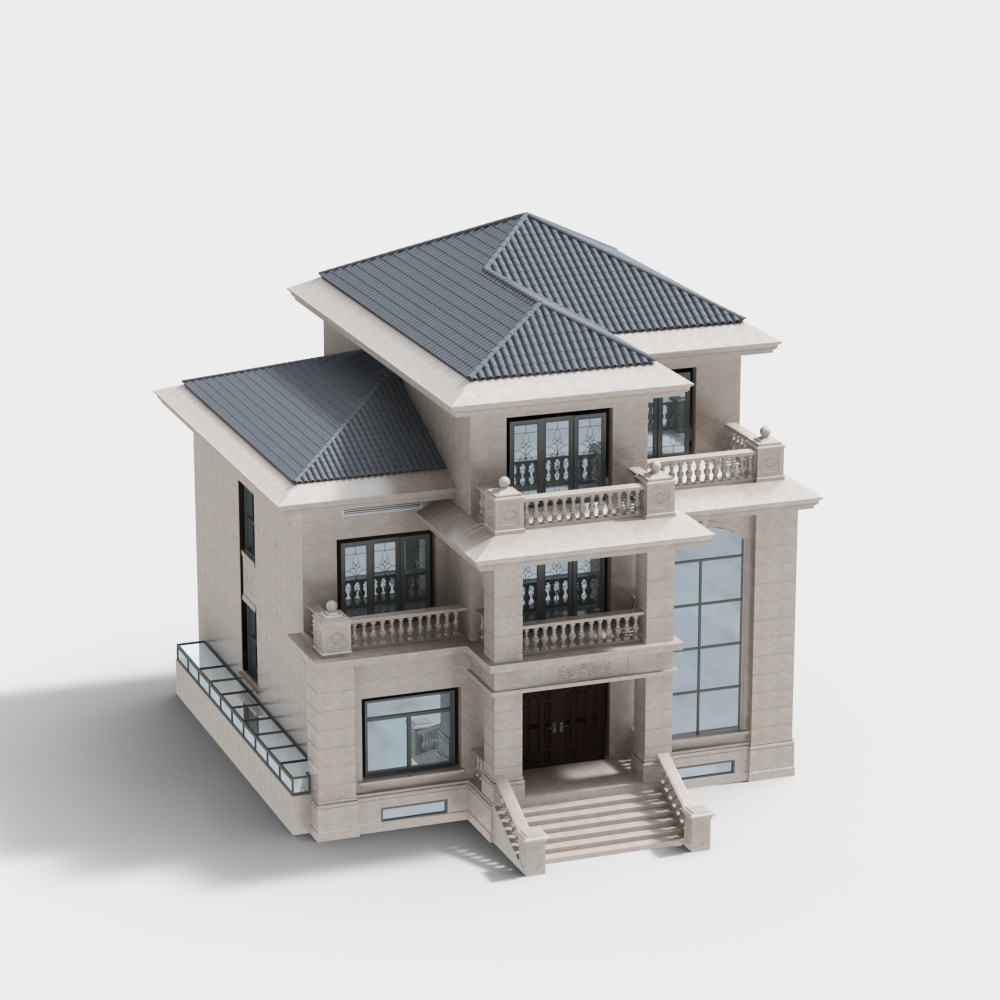 现代郊区别墅3D模型