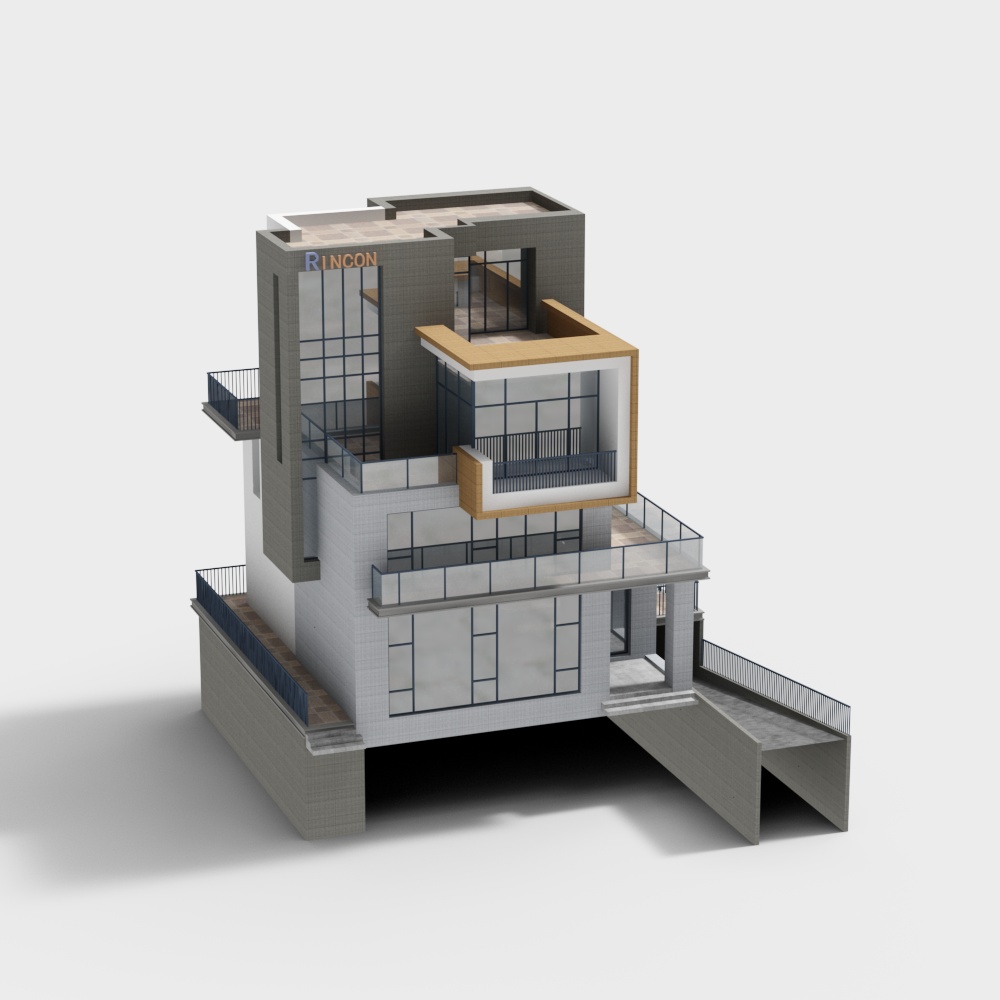 现代郊区别墅3D模型