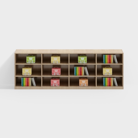 Log Bookshelf 3D Model in Gray