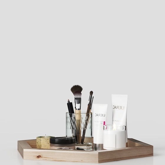 Modern powder room makeup tool set