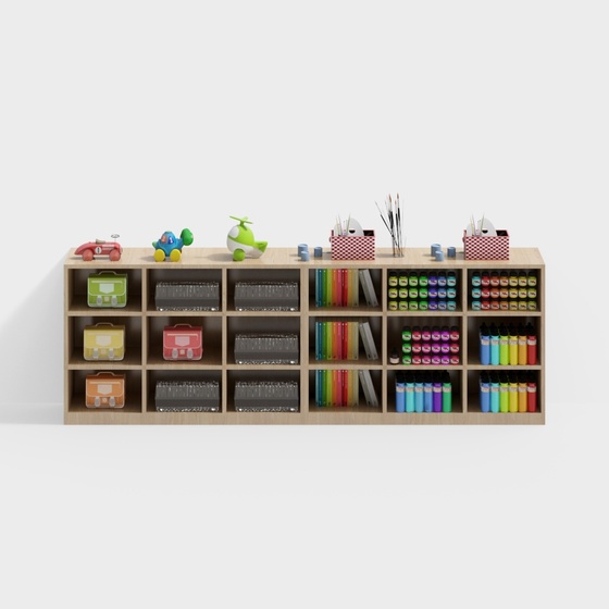 Log Bookshelf 3D Model in Modern Wood Color