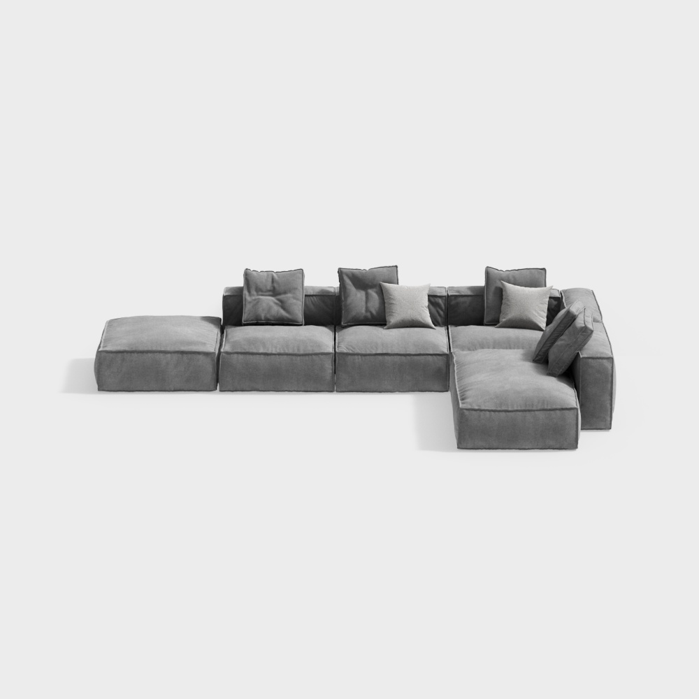 现代L型多人沙发3D模型