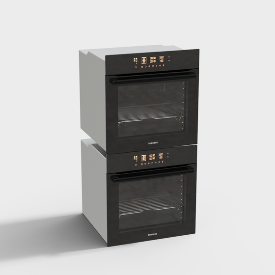 Built-In Steam Oven 3D Model in Black