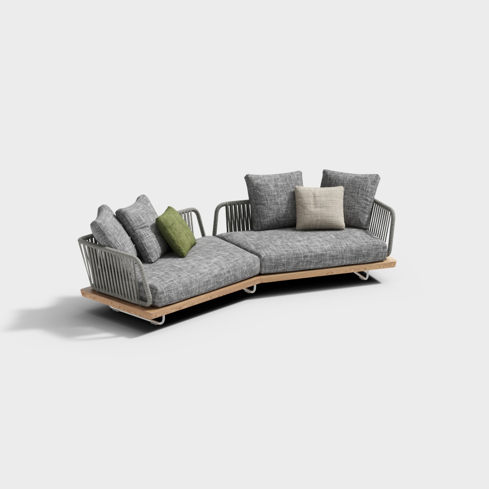 minotti户外灰色布艺沙发3D模型