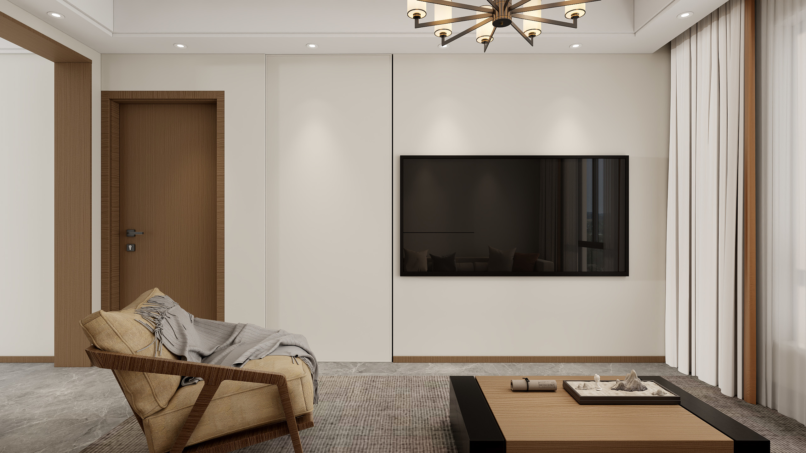 李青越-103方新中式三居室装修效果图