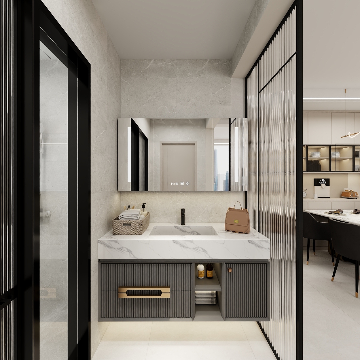 艺雅丽-90平现代简约 一层走廊装修效果图第3张