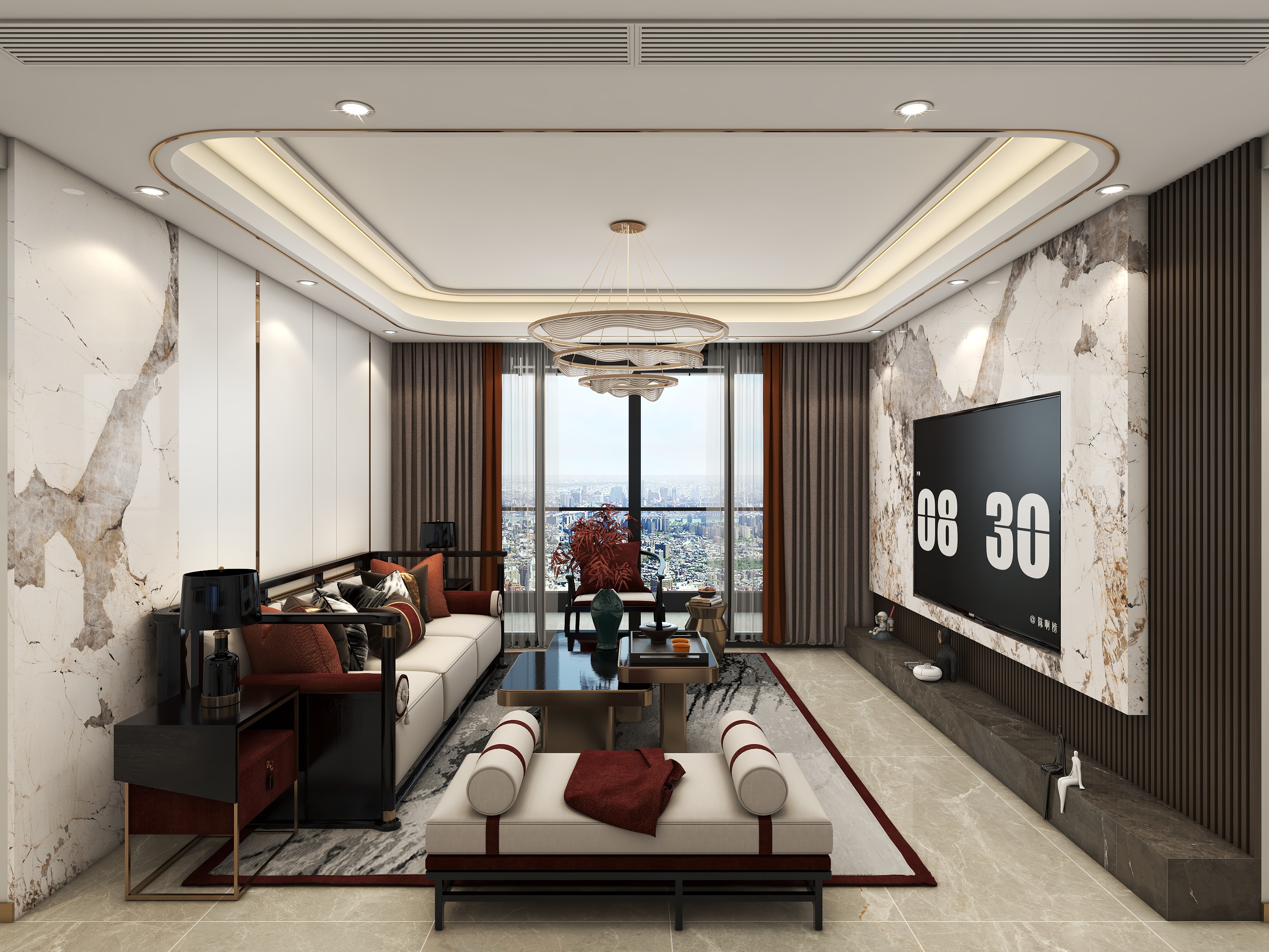 陈业榜-《圆滑》丨132平方丨新中式-装修设计方案