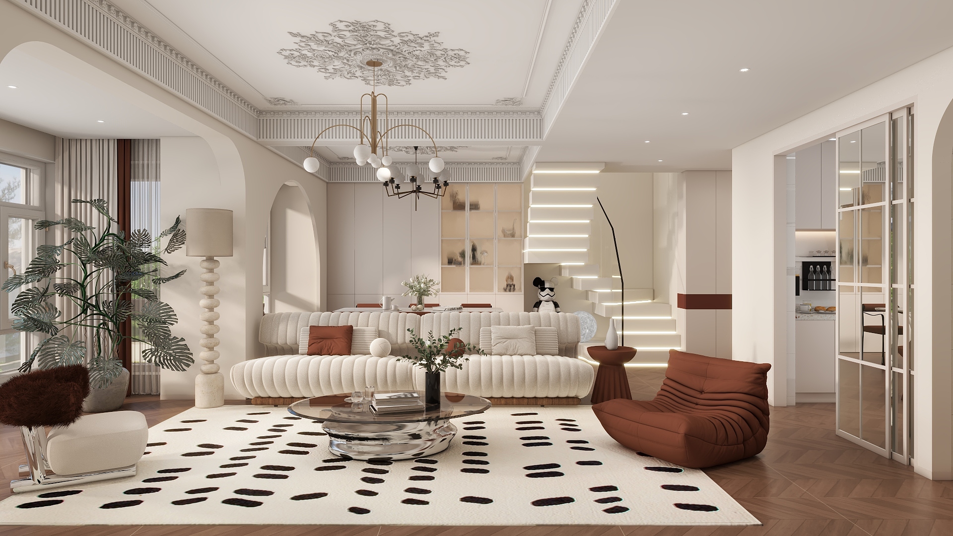 李青越-148方轻法式复式装修效果图