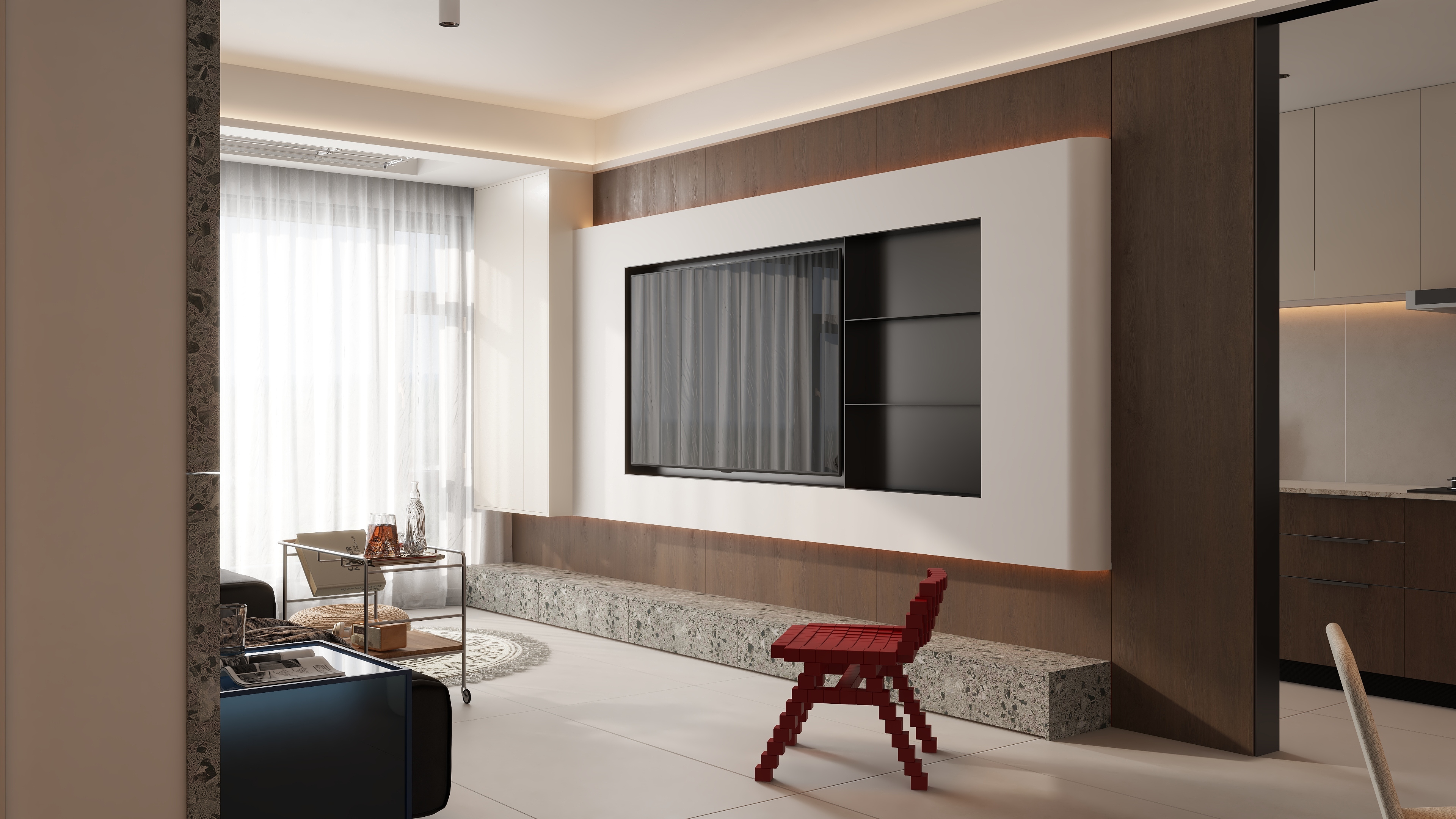 兿創-【红椅子】重庆巴滨壹号现代跃层-装修设计方案