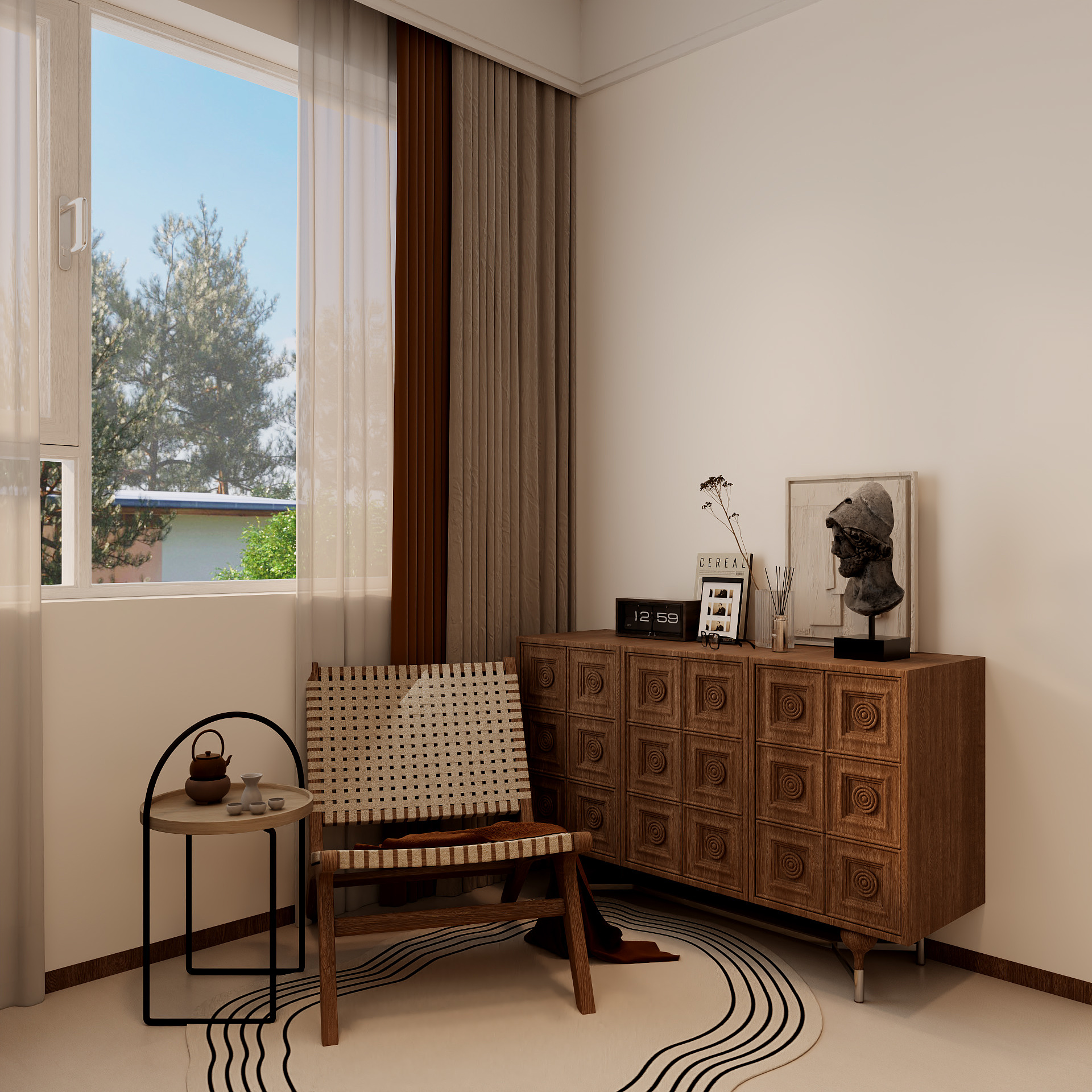 李青越-126方新中式三居室装修效果图