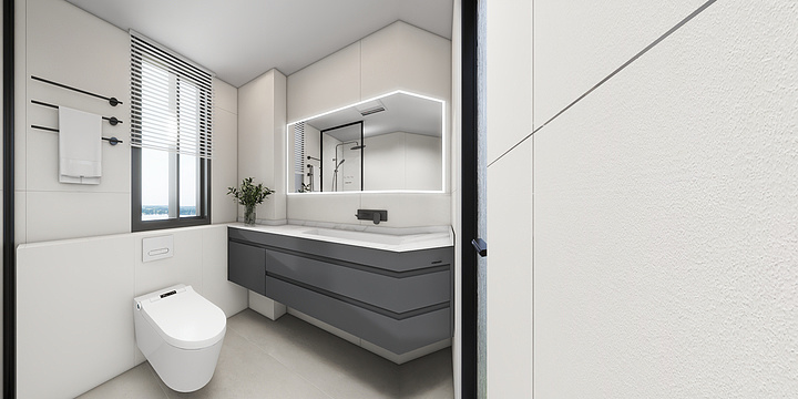 赣州华唯法恩莎-万达二期27栋2701卫生间全景效果图-刘欣-装修设计方案