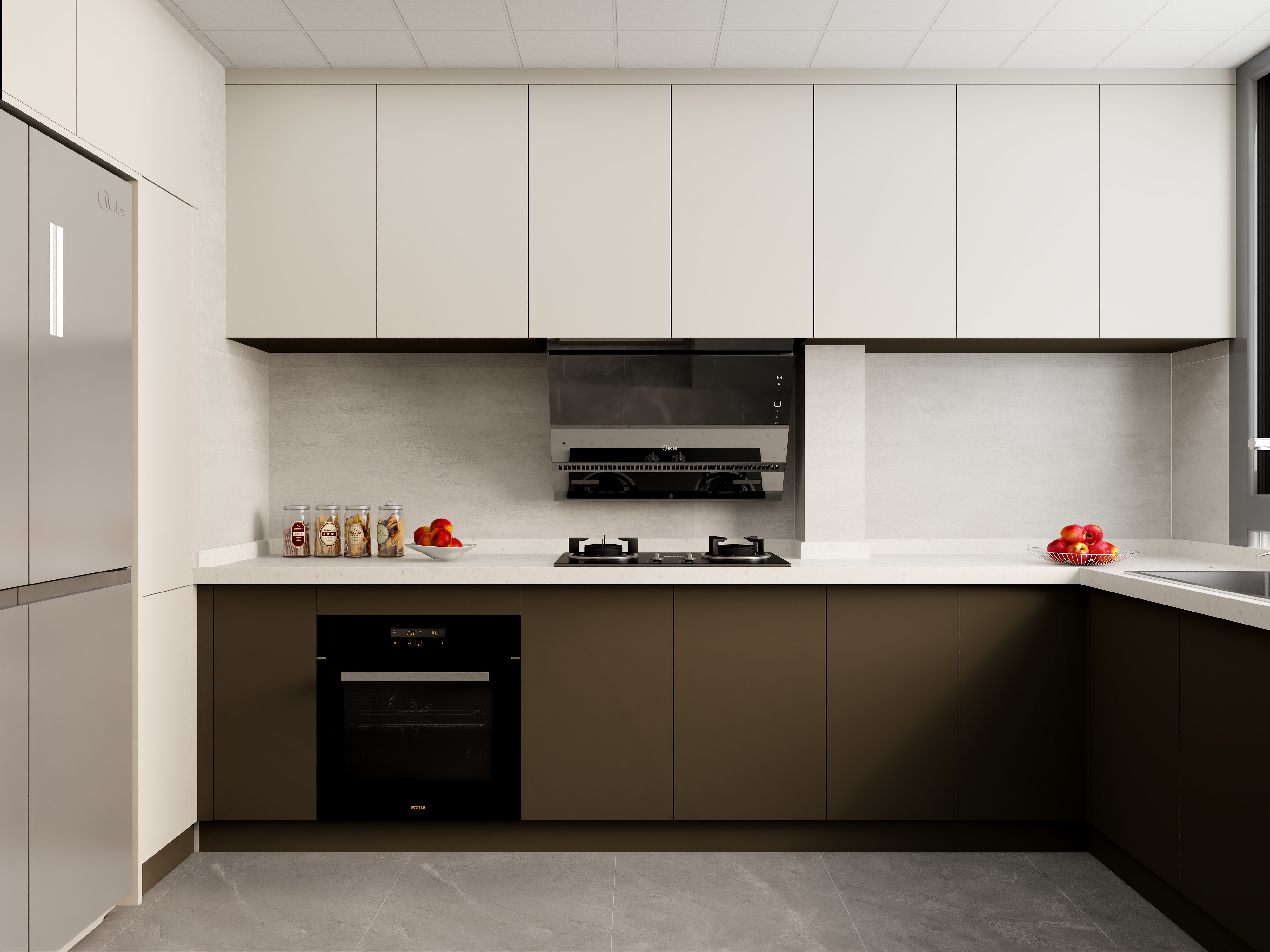 壹诺设计工作室-98㎡3室-现代极简装修效果图