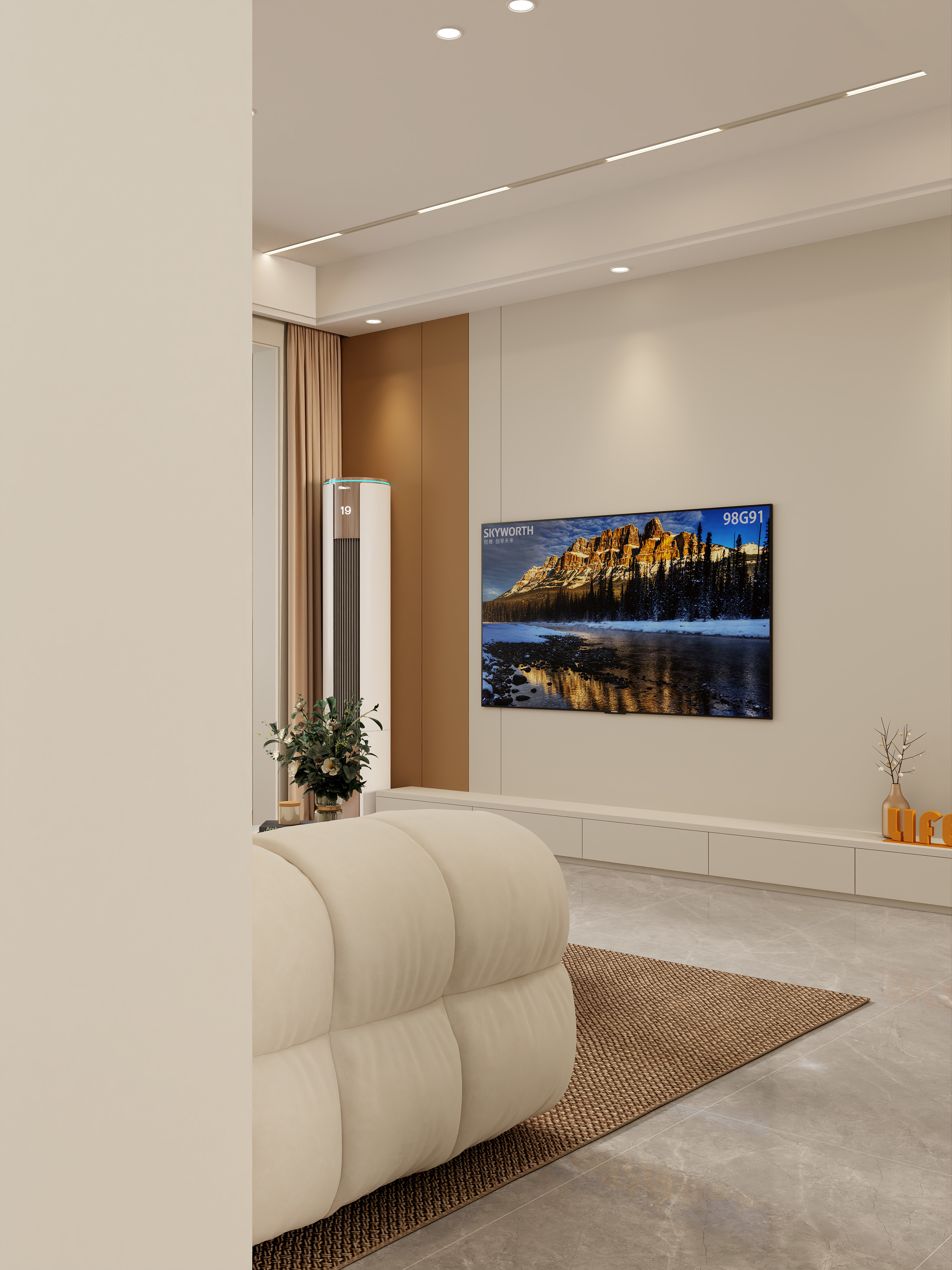 壹诺设计工作室-97㎡3室-奶油风装修效果图