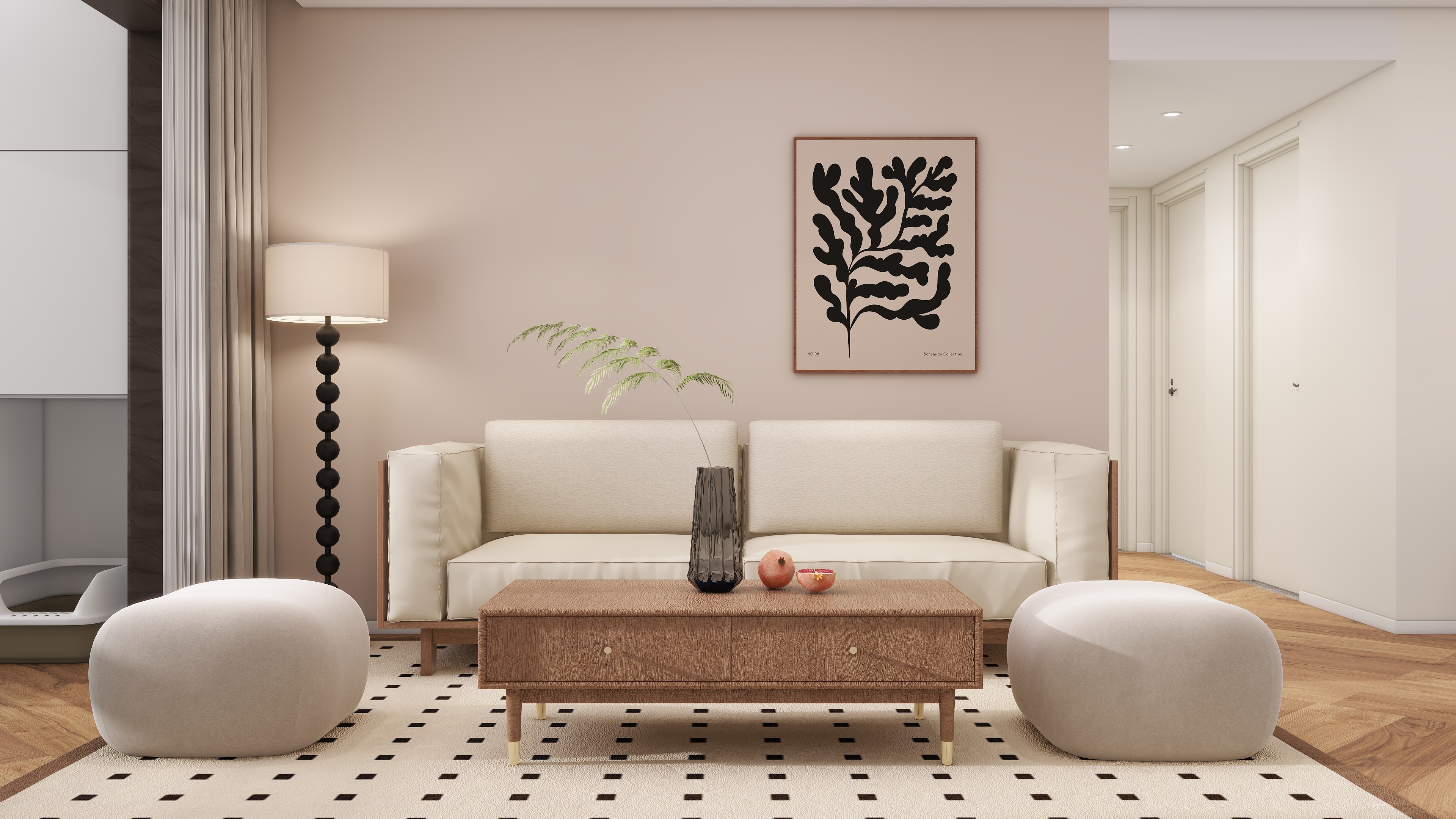 庄育霖-万科城87平复古原木风3室装修效果图