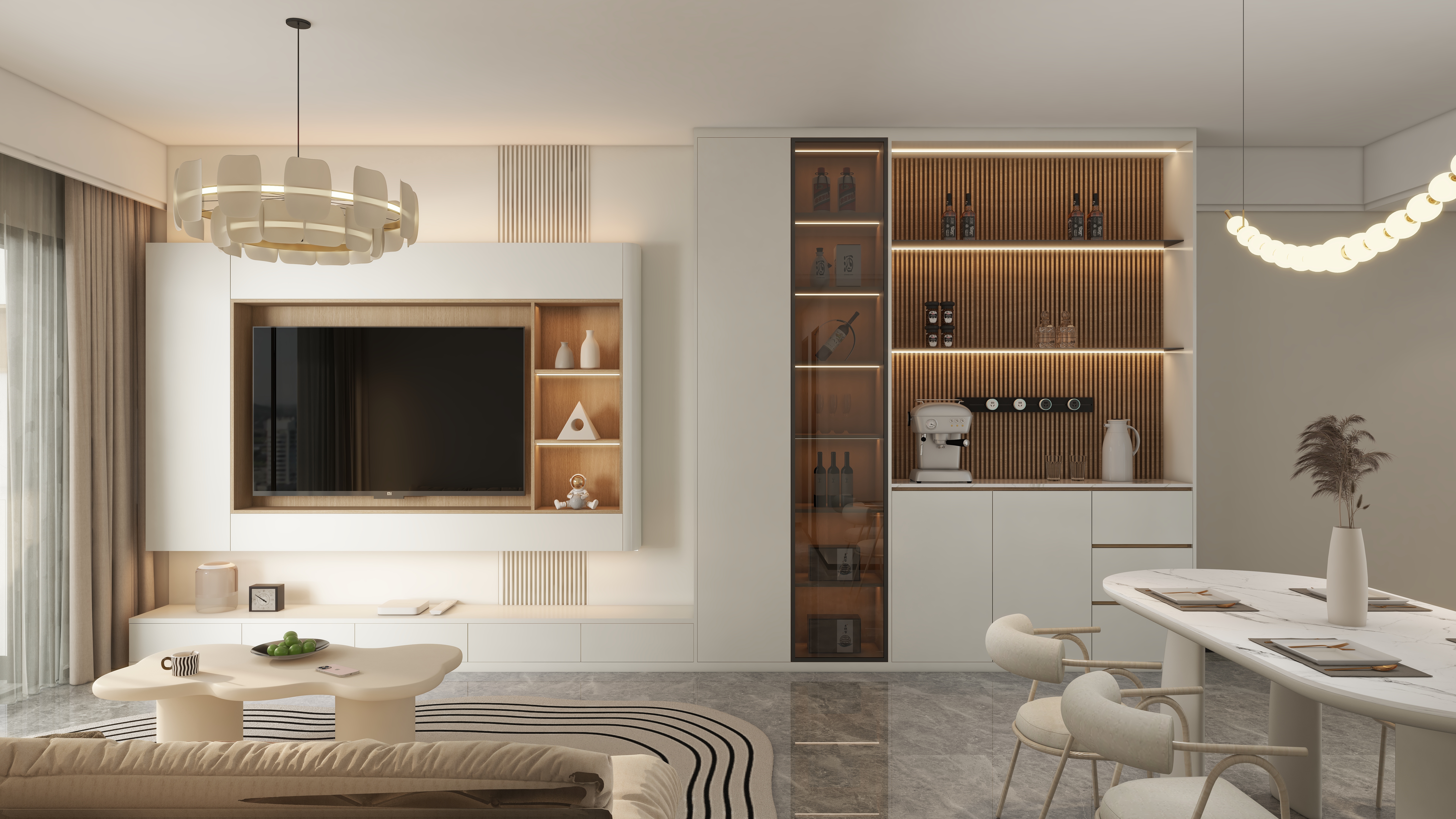 设计师丨小龙-上东城丨原木奶油风-装修设计方案