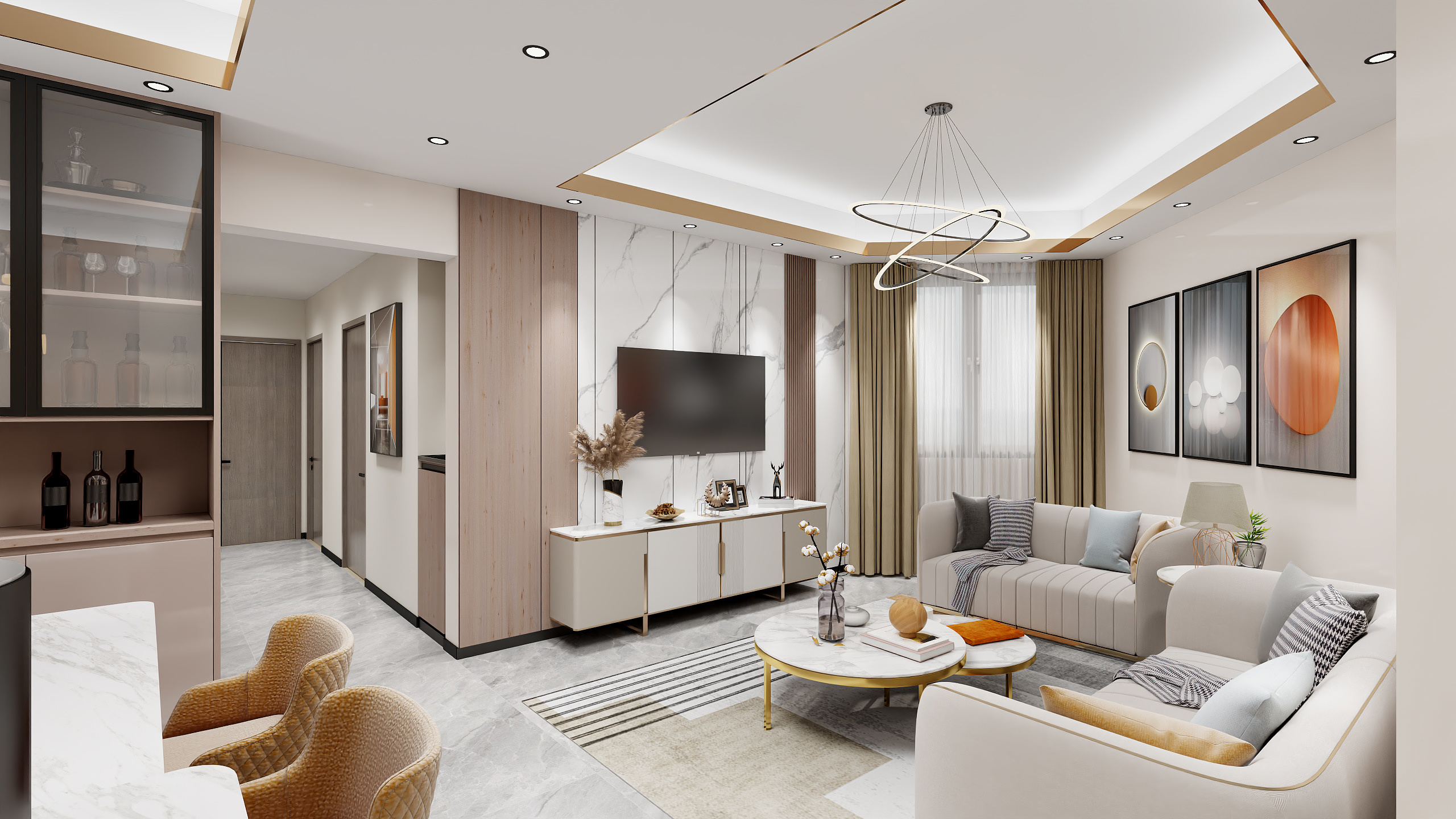 轩丞筑城2772-胡湾里珠光花园87㎡3室装修效果图