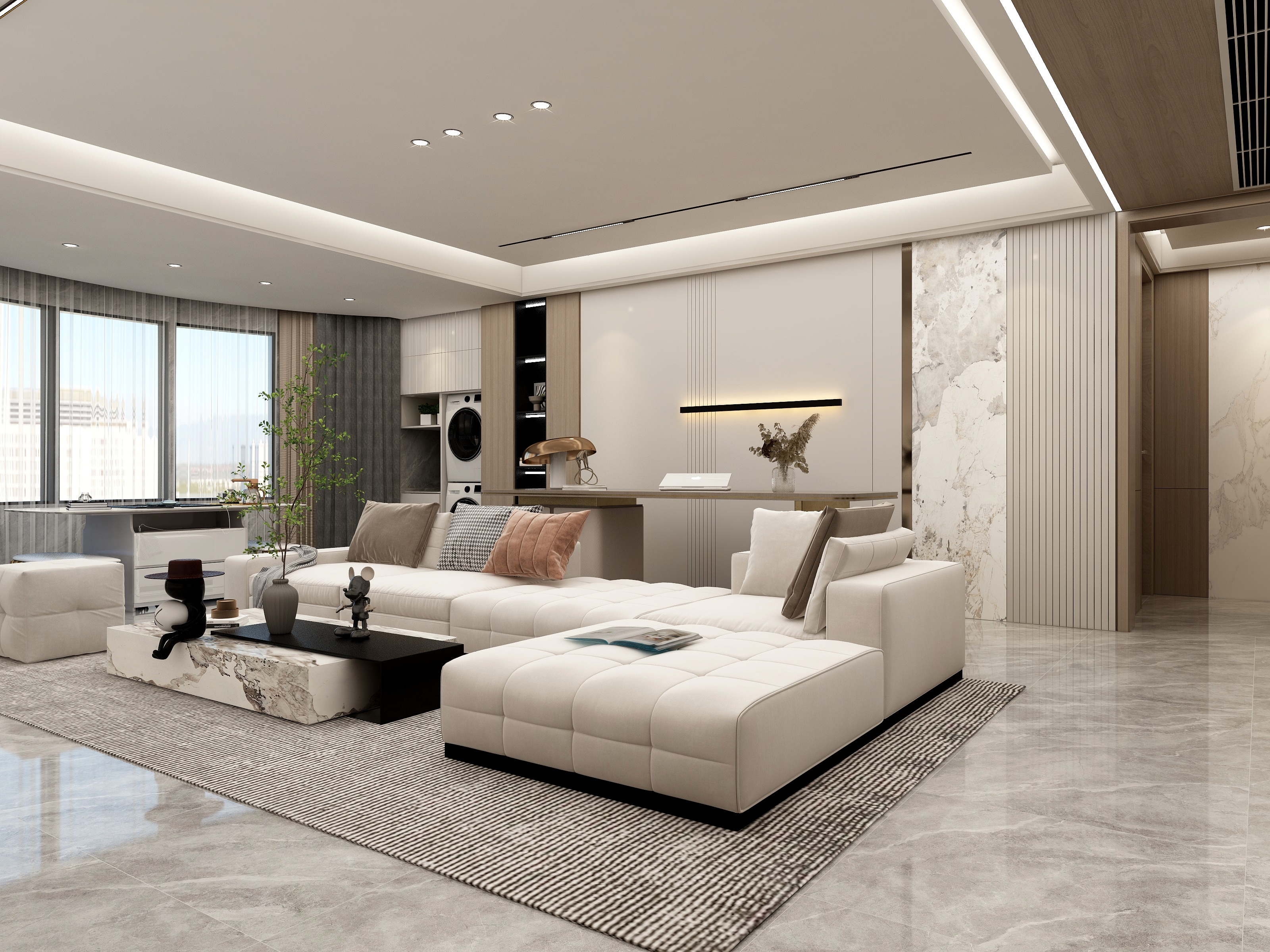 张旭-现代三房轻奢无主灯装修效果图