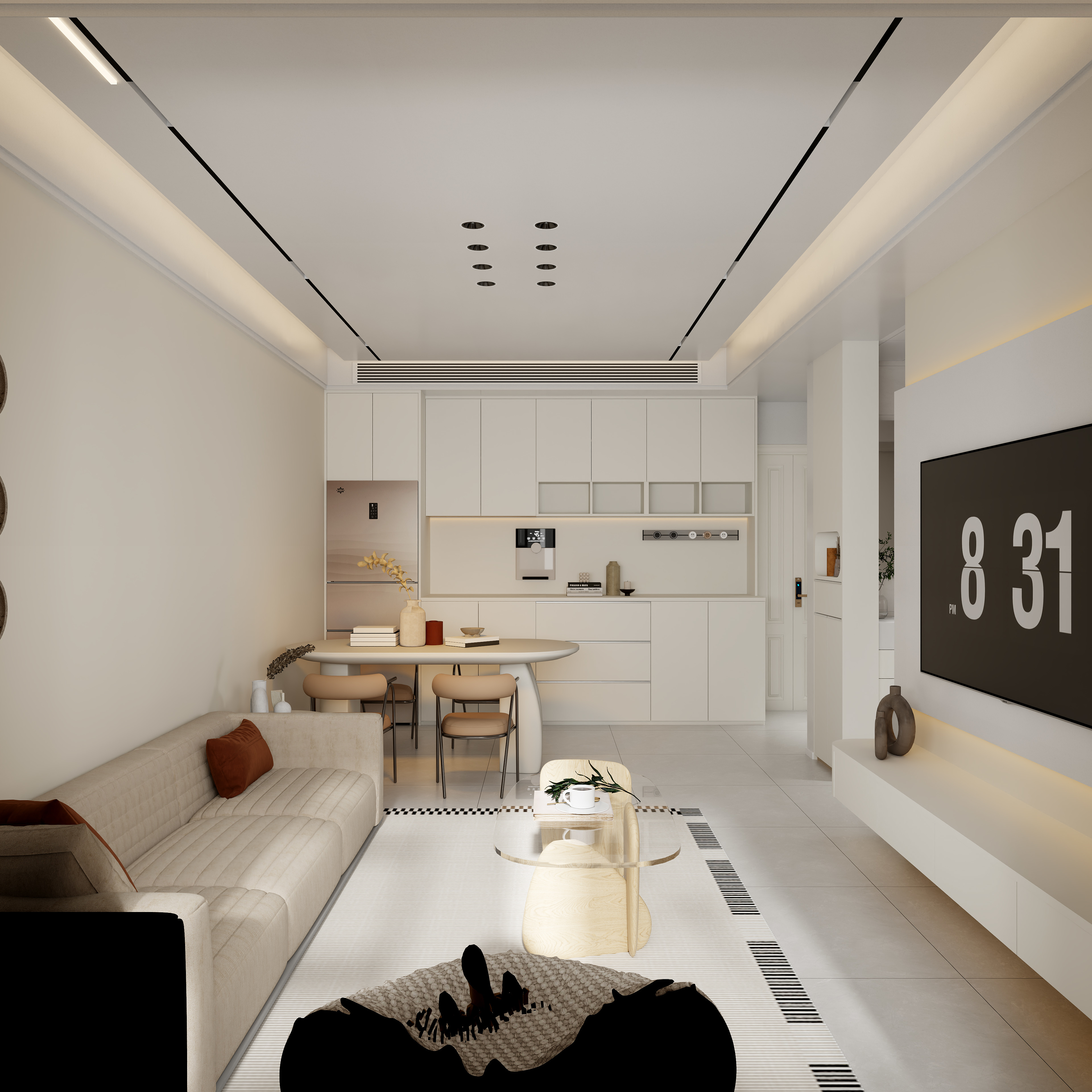 郑州赛都透明装修_张红运-尚美华庭54㎡1居奶油风-装修设计方案