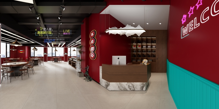 w鹏设计师-新秒2楼国潮风餐饮设计-装修设计方案