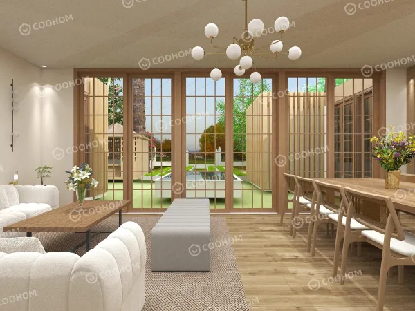 modern house with 4 bedroom, 2 bathroom living room, kitchen, dining room and big garden