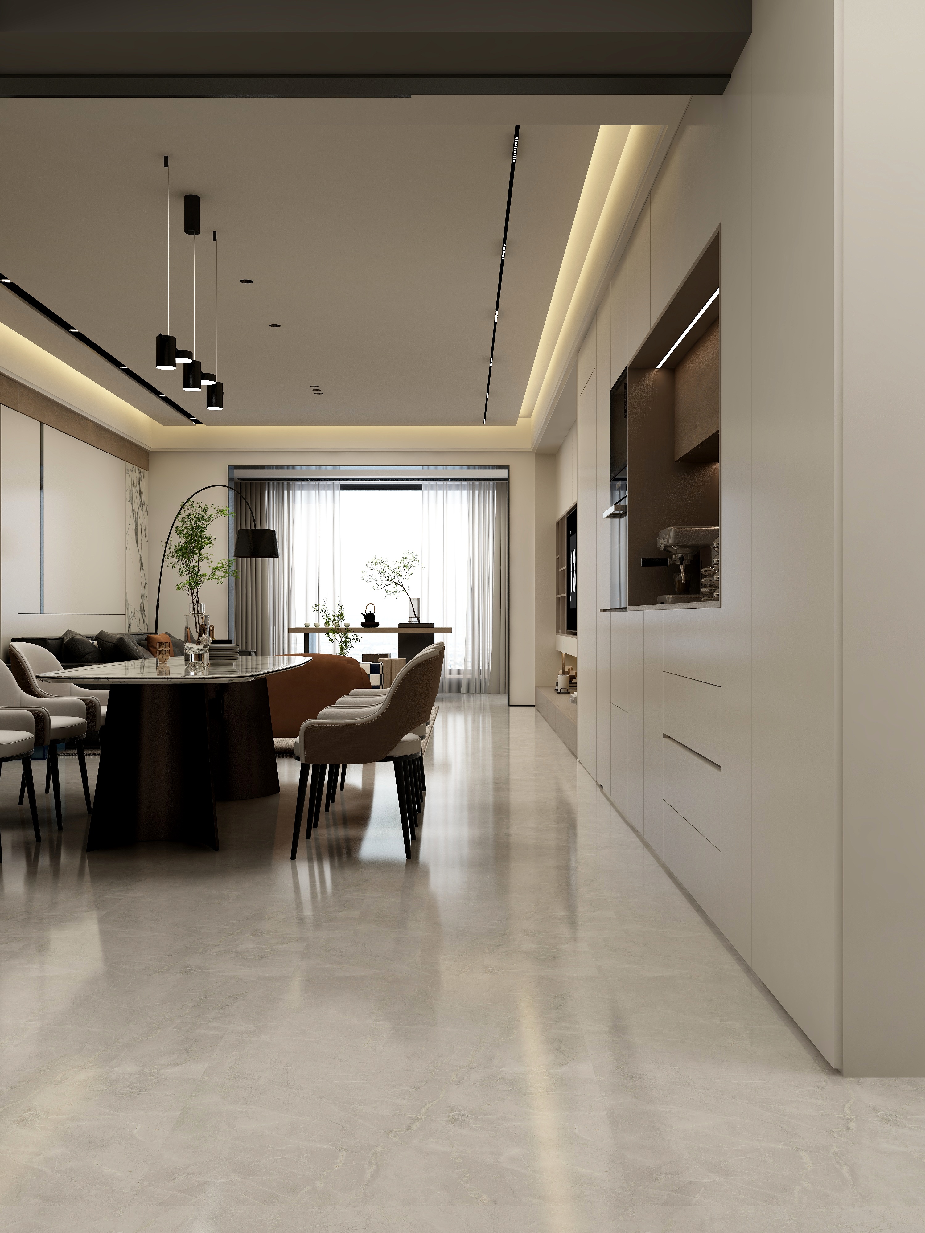 张煜强煜境设计-165平米意式轻奢三房装修效果图