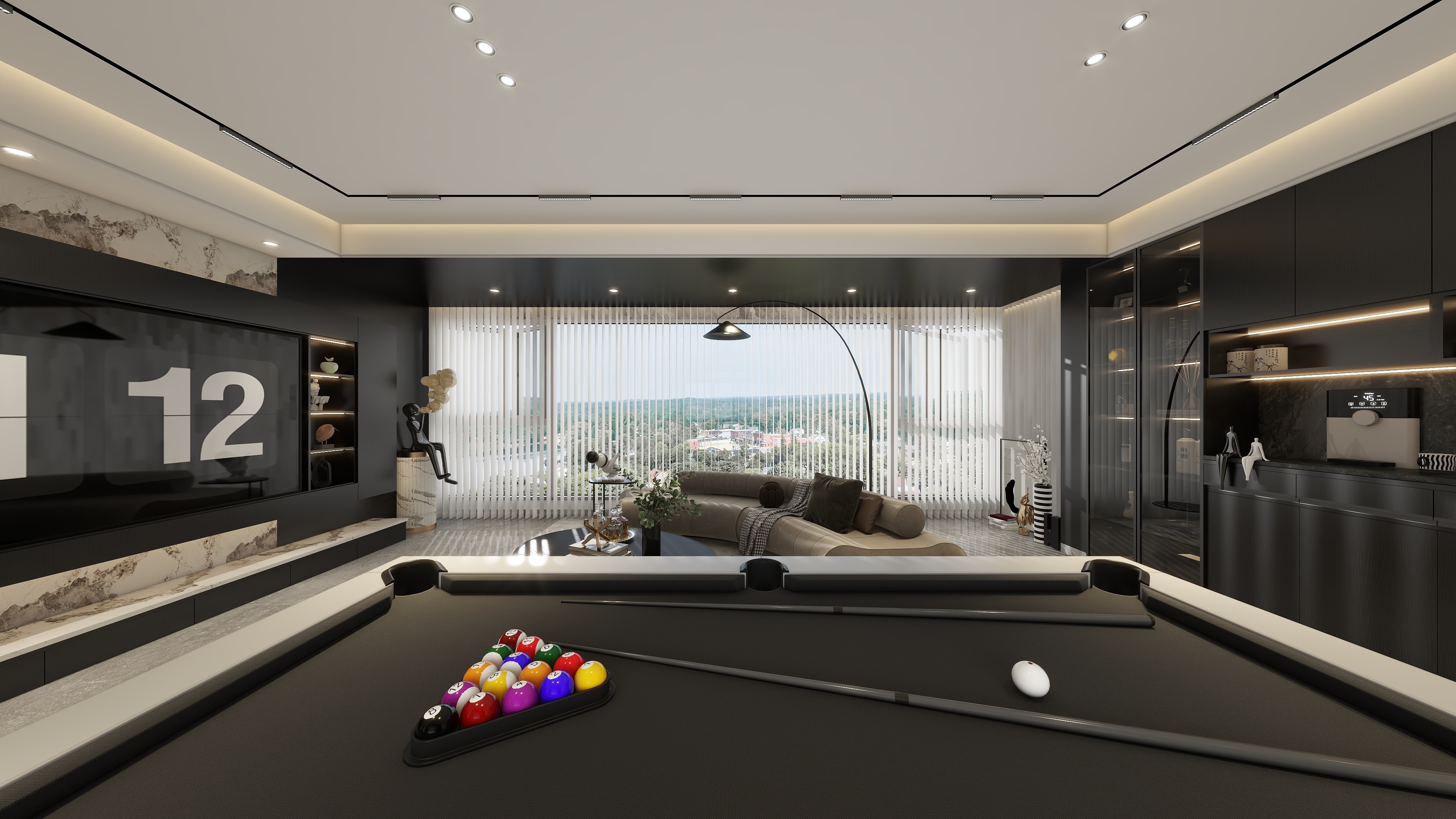 成都叠度设计-《极简*暗夜黑》-148㎡4室2厅3卫-装修设计方案