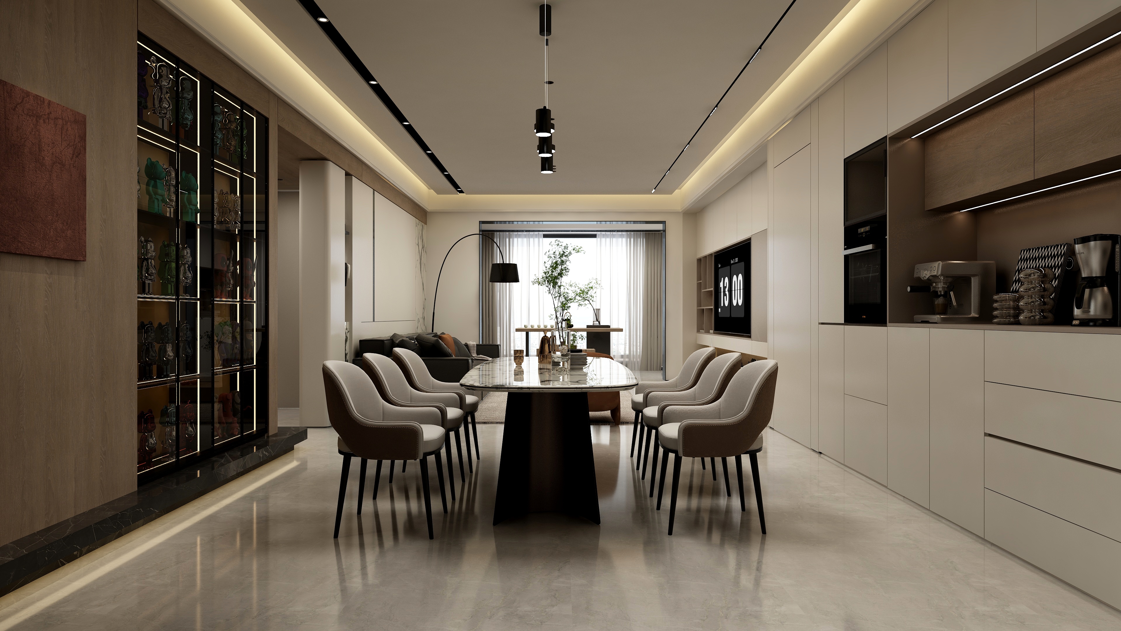 张煜强煜境设计-165平米意式轻奢三房装修效果图