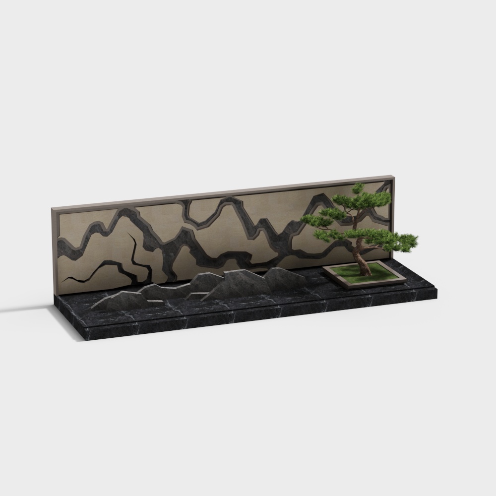 中式园林景墙3D模型