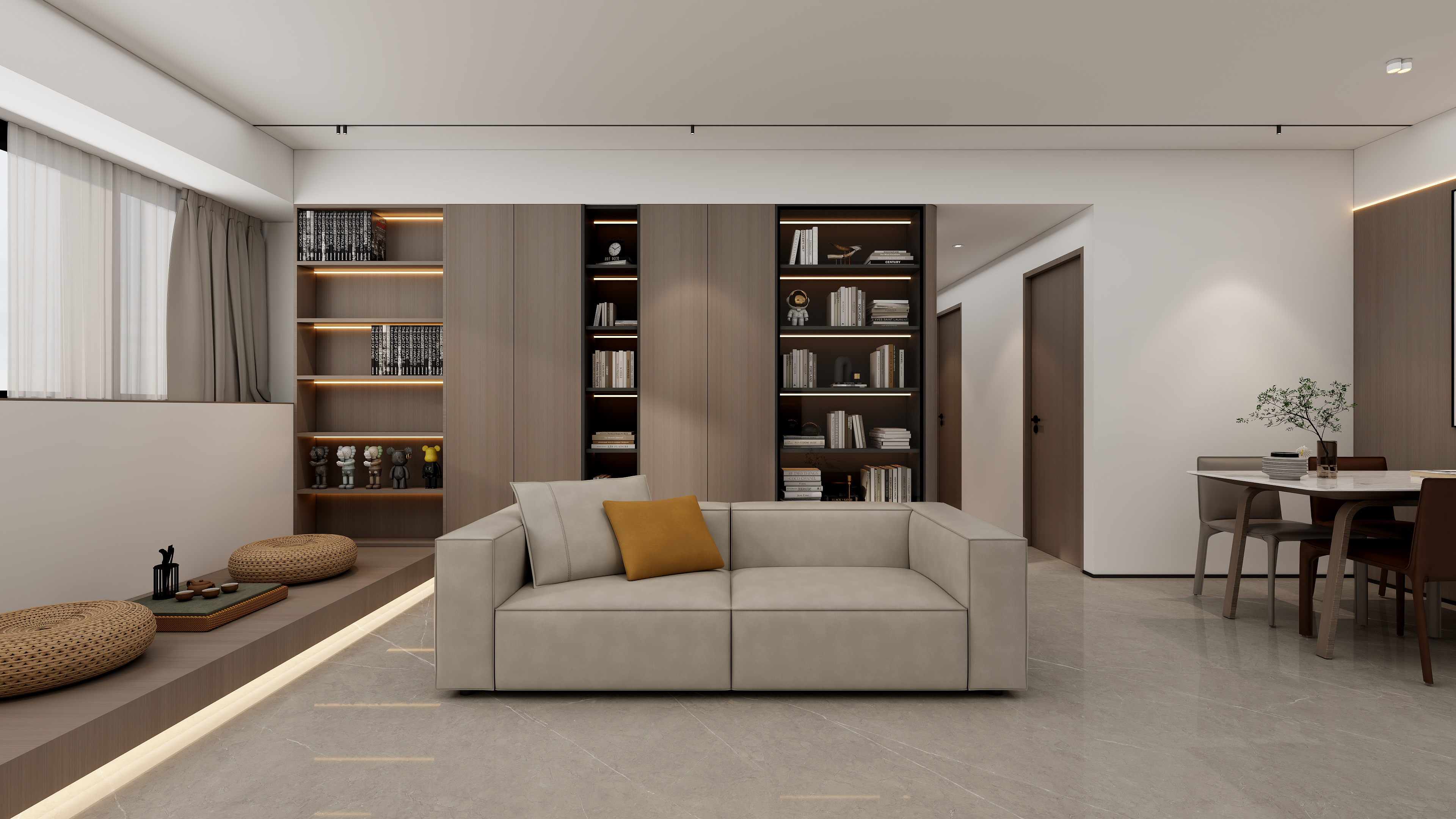 设计师丨胡月平-现代简约128㎡4室装修效果图