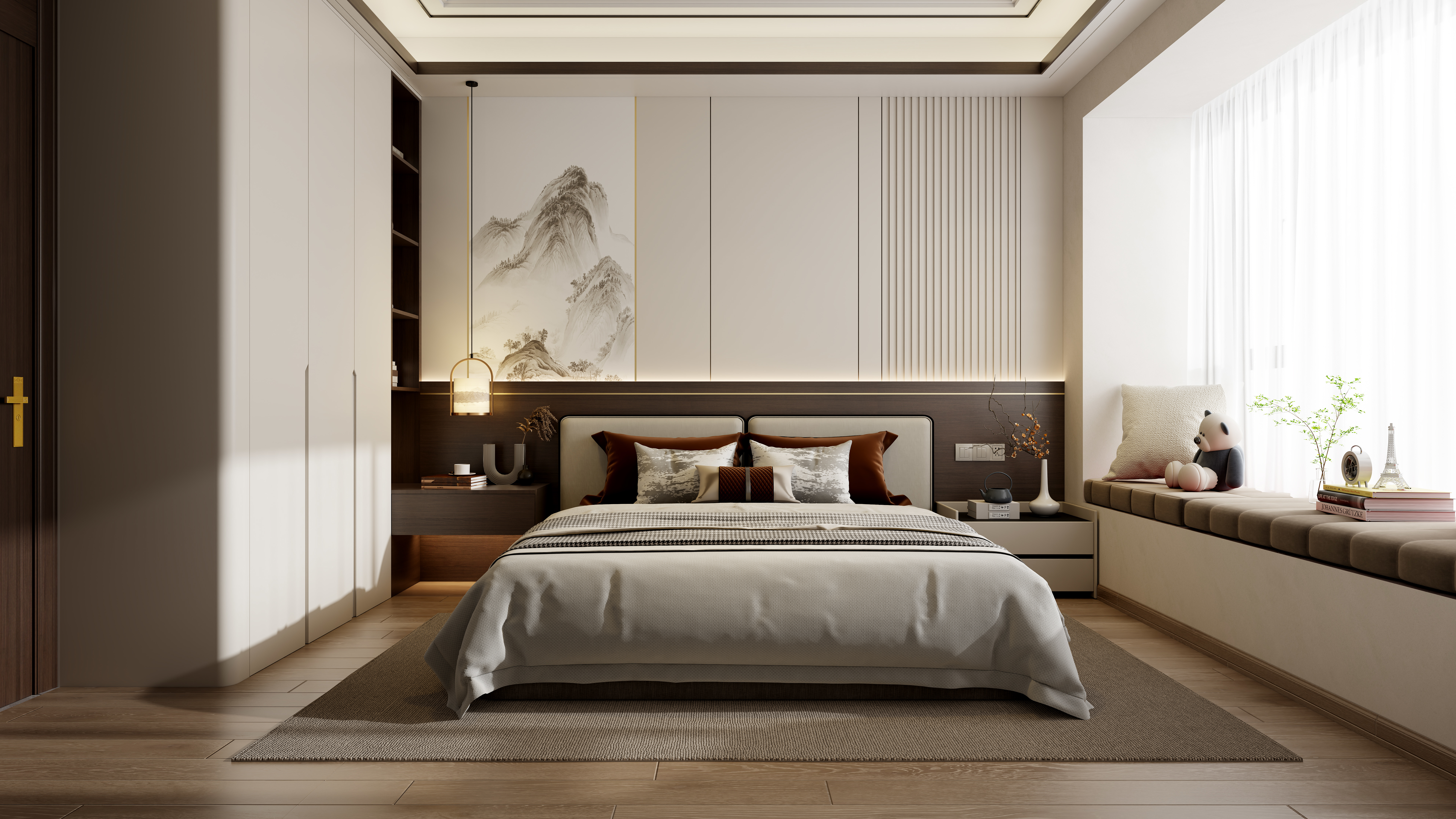 龙珠设计-新中式 小区房177㎡4室装修效果图