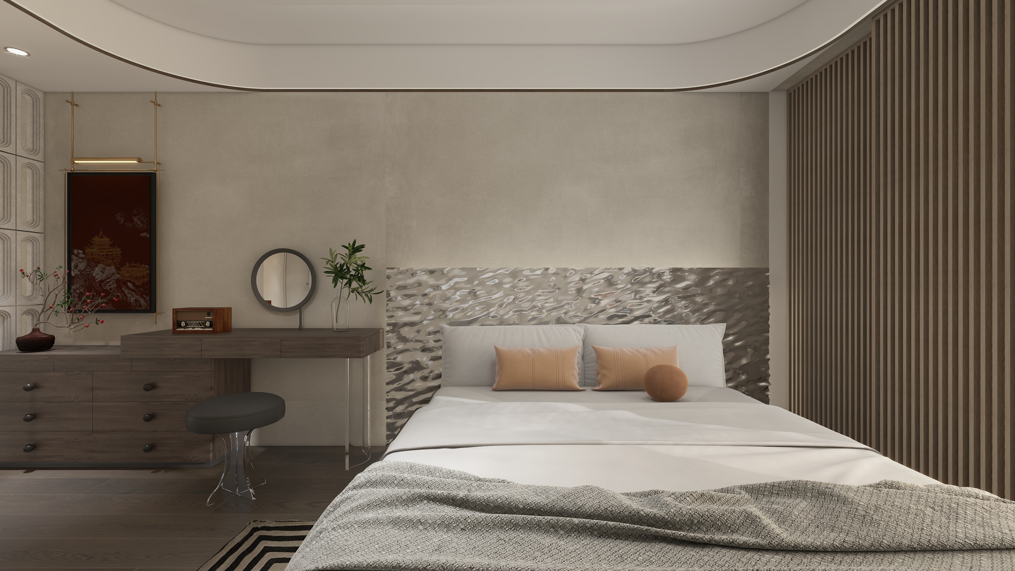 大金空调官方-100㎡新中式家居设计，品味东方的静谧与流动装修效果图