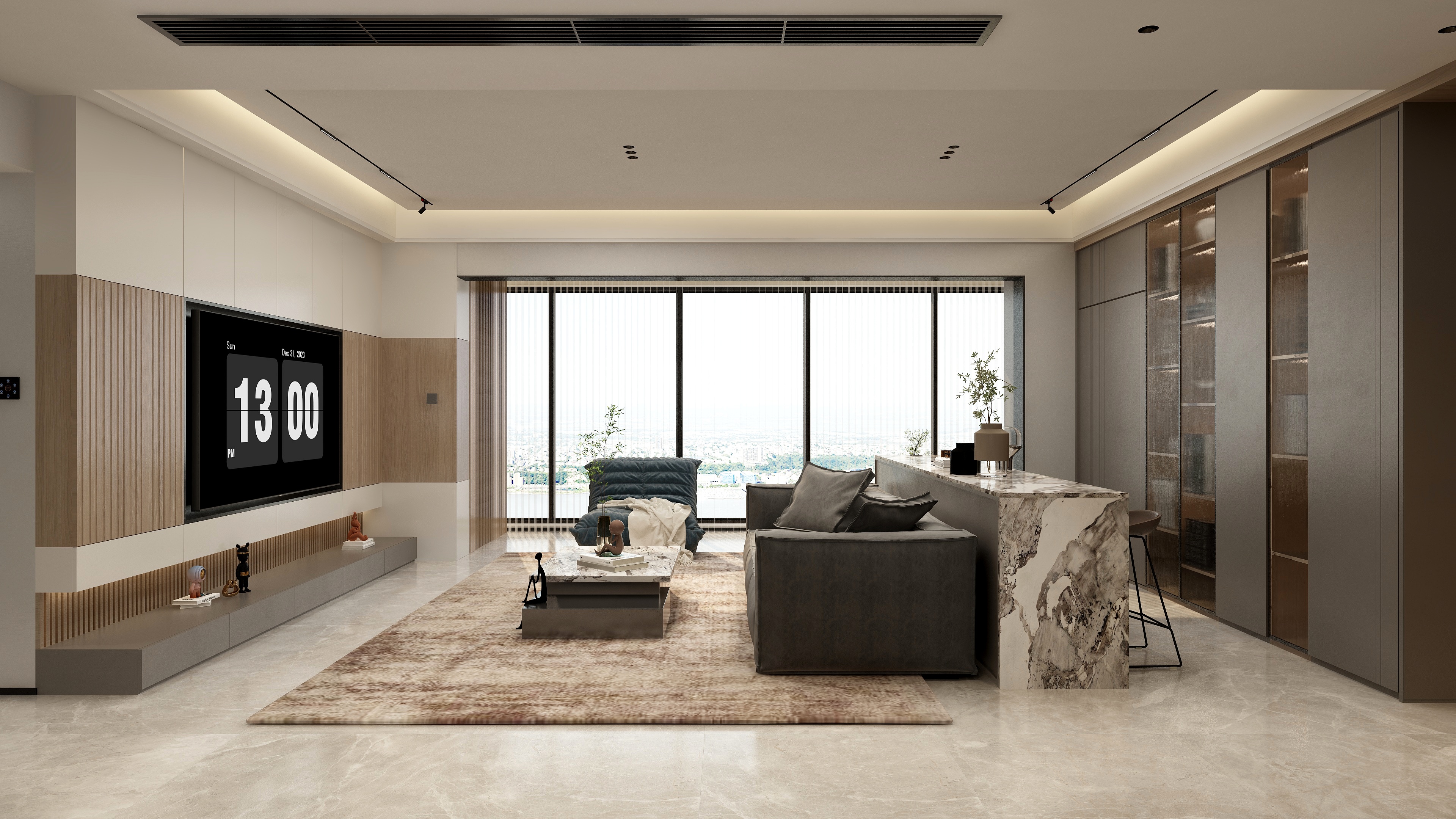 张煜强煜境设计-161平现代简约五居装修效果图