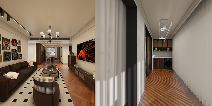 三筑装饰-设计师-星海国际140m²-中古风-装修设计方案