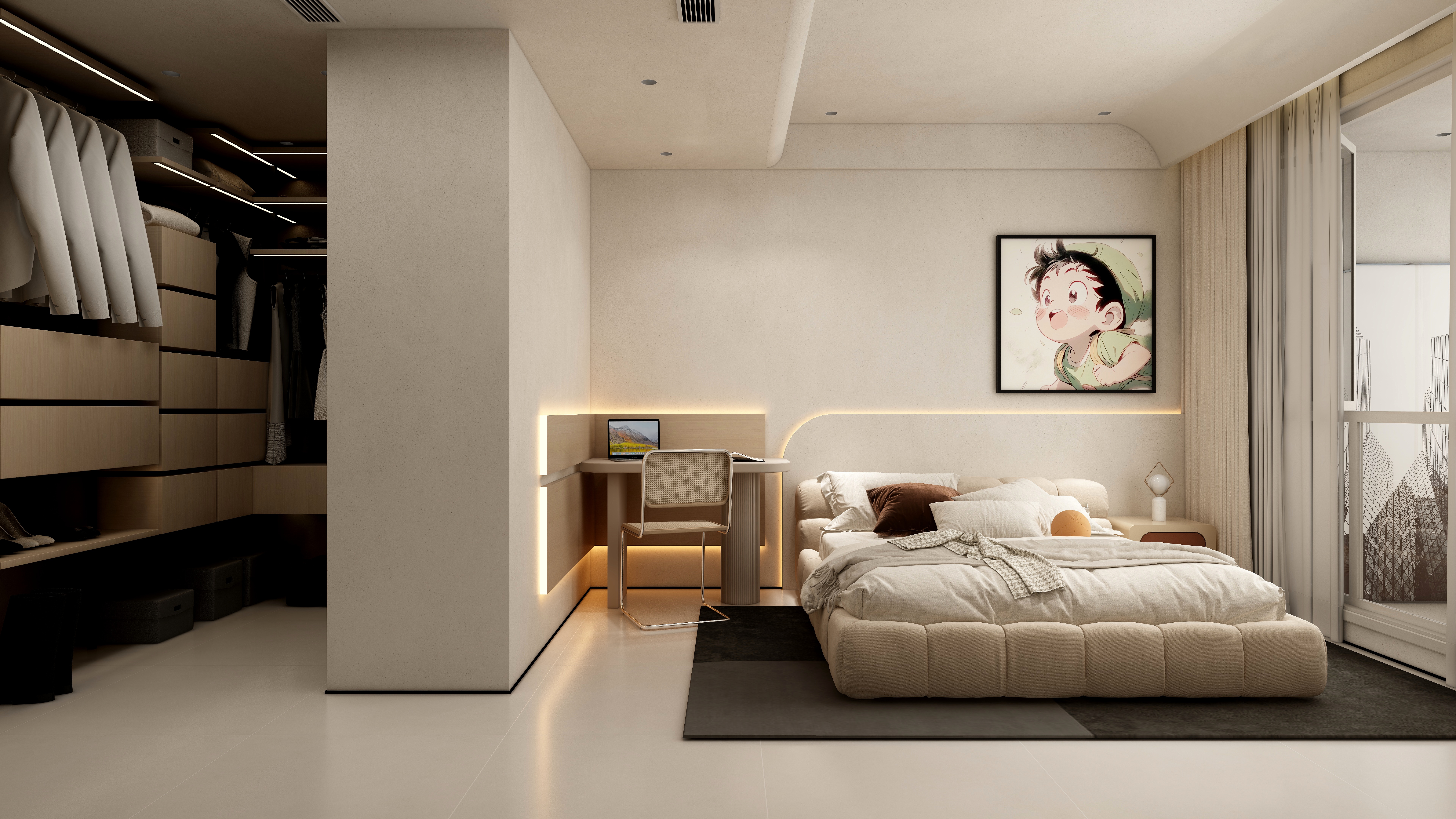 张煜强煜境设计-257平米奶油原木简约复式装修效果图