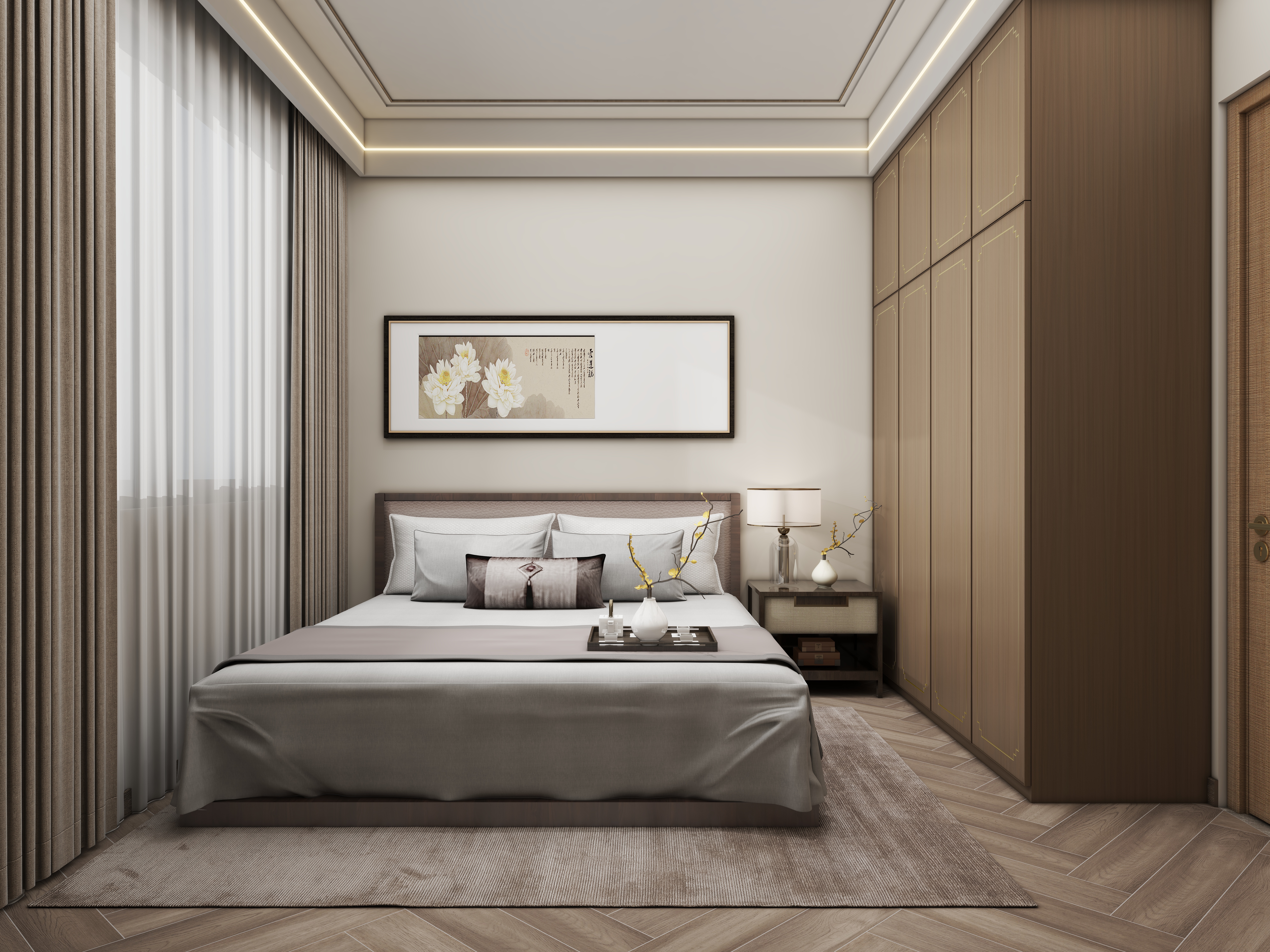 壹诺设计工作室-127㎡4室-新中式装修效果图