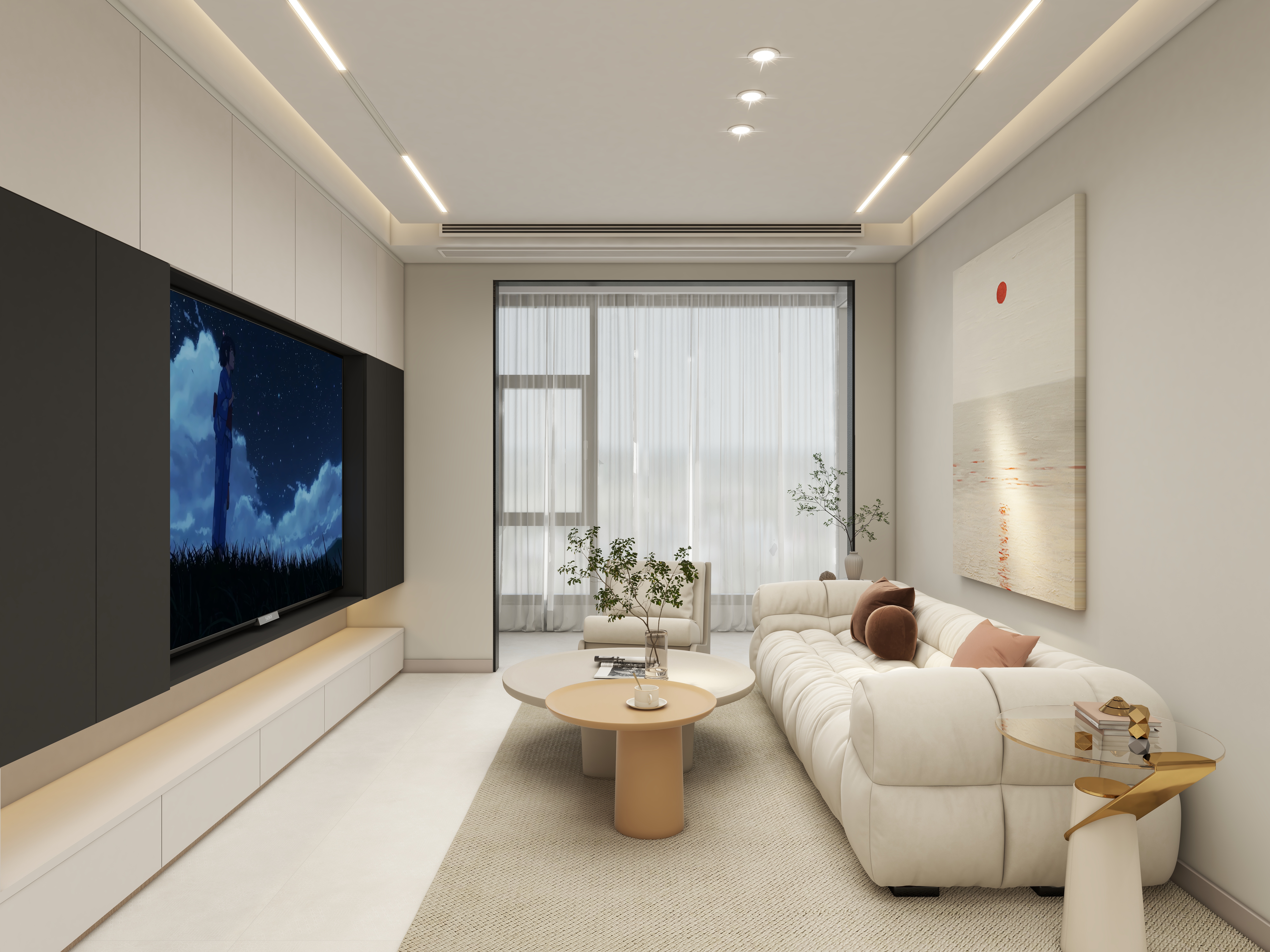 壹诺设计工作室-92㎡3室-现代简约 装修效果图