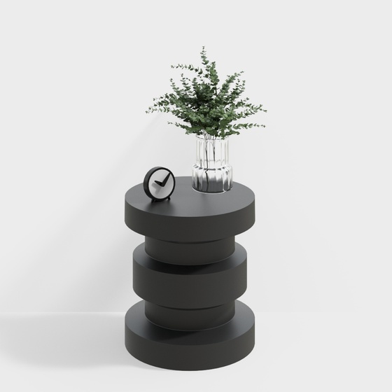 Minimalist Black Bedside Table 3D Model for Modern Spaces