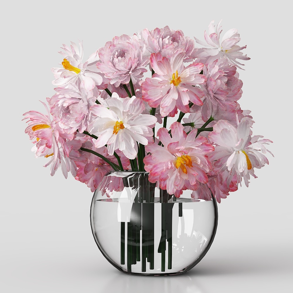 Modern  pink flowers3D模型