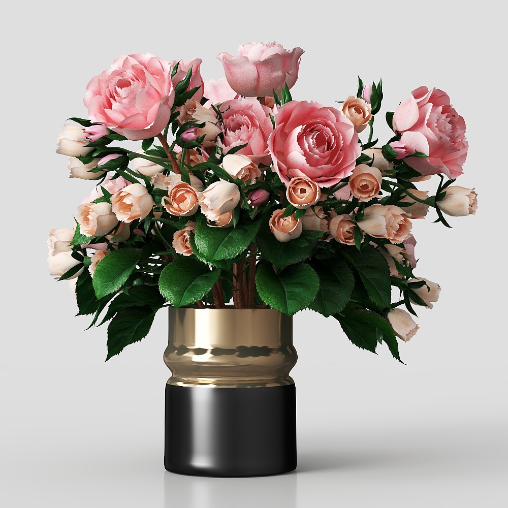Modern pink floral art3D模型