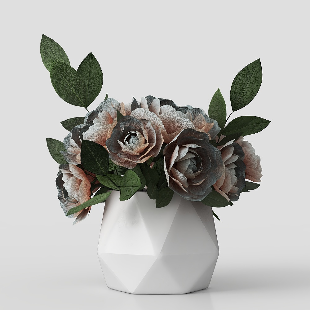 Pink  flower pot3D模型