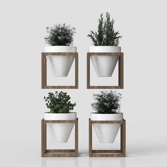 Modern Green Hanging Basket 3D Model for Outdoor Spaces